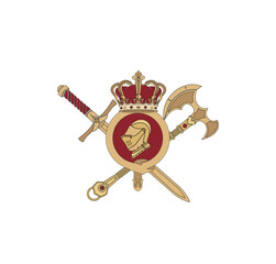 Naklejka premium CREST DECORATIVE HERALDIC ELEMENT, GRAPHIC ICON TUSCANY LOGO ROYAL, MEDIEVAL EMBLEM