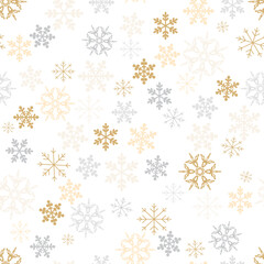 Christmas background. Vector seamless pattern with snowflakes. Simple winter illustration.