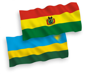 Flags of Republic of Rwanda and Bolivia on a white background