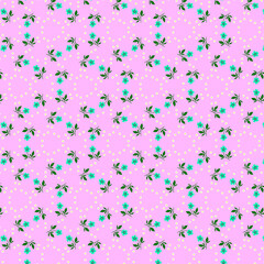 Delicate light spring-inspired floral pattern Cute Ditsy dress fabric print in pastel natural colors