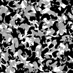 Decorative chaotic wild leopard skin spots seamless monochrome pattern