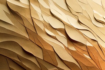 Paper cut wave abstract background with side lit pattern.