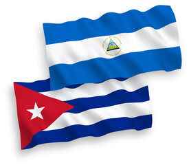 Flags of Nicaragua and Cuba on a white background
