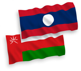 Fototapeta premium Flags of Sultanate of Oman and Laos on a white background