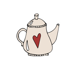 Vector doodle  illustration of a beige teapot
