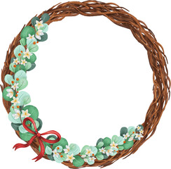 christmas frame wreath watercolor clipart