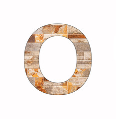 Alphabet letter O on tile background - Veneer texture