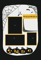 Halloween theme photo collage frame scrapbook template paste pictures and photos customize own text