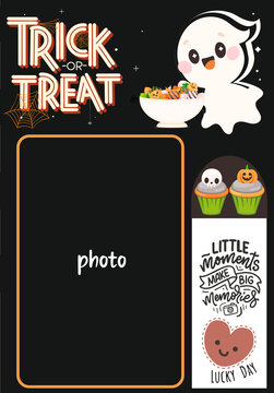 Halloween theme photo collage frame scrapbook template paste pictures and photos customize own text