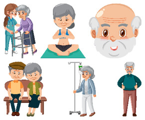 Collection of elderly people icons
