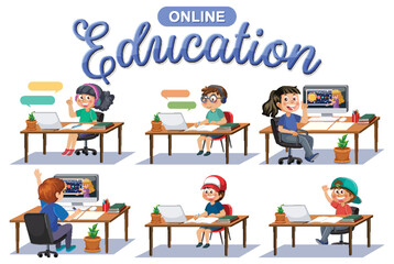 Online education with cartoon character