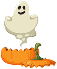 Decoration pumpkin with spooky ghost
