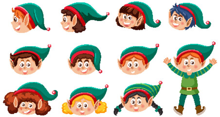 Christmas elves cartoon character collection