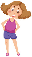 Scowl girl standing akimbo pose
