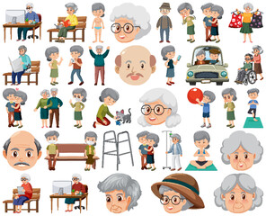 Collection of elderly people icons