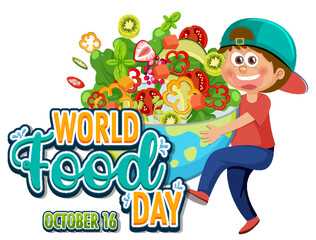 World food day text with food elements