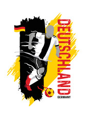 VECTORS. Editable poster for the Germany football team, soccer player, uniform, flag