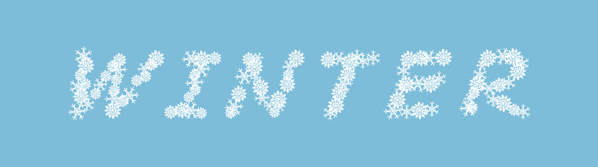 Letter winter with winter elements in flat vector illustration art design