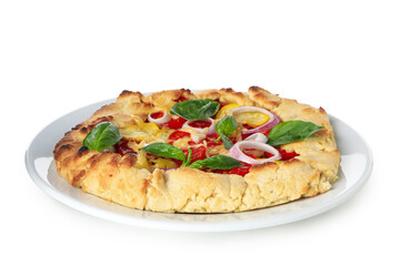 Concept of tasty food, Vegetable galette, isolated on white background