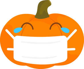 Pumpkin Emoji Face with Mask Illustration
