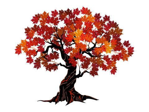 gorgeous maple tree vector illustration with transparent background