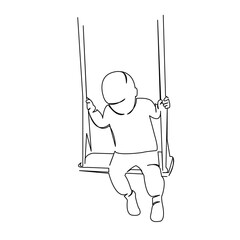 little boy on a swing