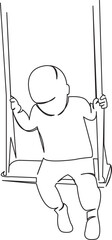 Naklejka premium little boy on a swing