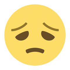 Disappointed Face vector emoji sign. İsolated yellow face with a frown and closed, downcast eyes, as if aching with sorrow or pain. Pensive hurt Face symbol label design.