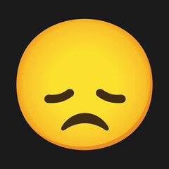 Disappointed Face vector emoji sign. İsolated yellow face with a frown and closed, downcast eyes, as if aching with sorrow or pain. Pensive hurt Face symbol label design.