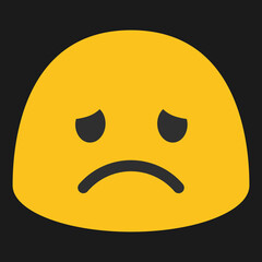 Disappointed Face vector emoji sign. İsolated yellow face with a frown and closed, downcast eyes, as if aching with sorrow or pain. Pensive hurt Face symbol label design.