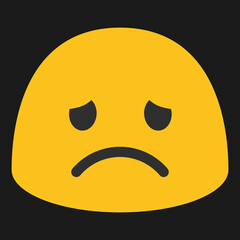 Disappointed Face vector emoji sign. İsolated yellow face with a frown and closed, downcast eyes, as if aching with sorrow or pain. Pensive hurt Face symbol label design.