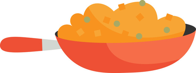 Pan with food flat illustration