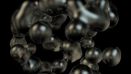 3D rendering abstract artistic surreal object based on metabolic spheres in the process of fusion