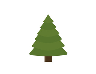 Flat green vector icon - fir-tree (pine). Park. Forest