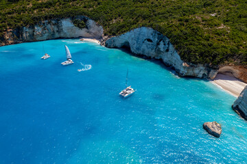 Aerial view of the paradise beach of Fteri in Kefalonia the beautiful  Ionian island of Greece