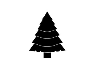 Flat black vector icon - fir-tree (pine). Park. Forest. Happy New Year