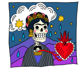 Illustrazione di donna messicana famosa morta