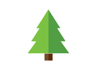 Flat green vector icon - fir-tree (pine). Park. Forest
