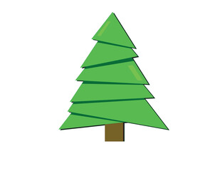 Flat green vector icon - fir-tree (pine). Park. Forest. Happy New Year