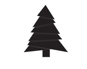 Obraz premium Flat black vector icon - fir-tree (pine). Park. Forest. Happy New Year