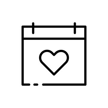 Anniversary Website Line Icon. Like, Heart, Site, Couple, Love, Meeting, Biography, Portfolio, Sympathy, Feelings. Relations Concept. Vector Black Line Icon On A White Background