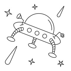 Black and white alien ship in space