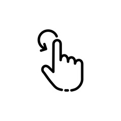 Click line icon. Tap, Index finger, zoom out, clock, sliding, Scrolling, waiting, cursor, arrow, sensor, watch. Pressing concept. Vector black line icon on a white background