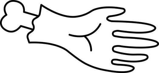 Hand with a bone doodle icon