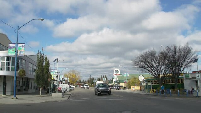 Timelapse of the road intersection in Bowness community in Calgary in fall
