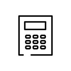 Calculator line icon. Plus, minus, profit, business, tax, expenses, perspective. The salary concept. Vector black line icon on a white background