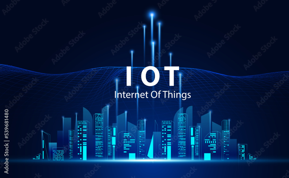 Poster abstract internet of things concept city 5g.iot (internet of things) communication network innovatio