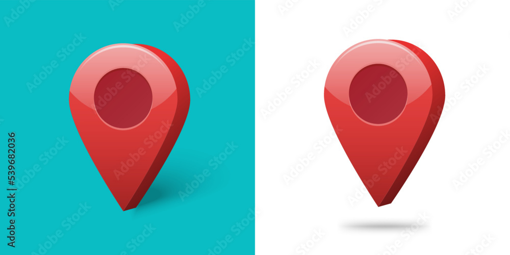 Poster pin map marker locate 3d pointer icon vector or red gps position destination place location pushpin 