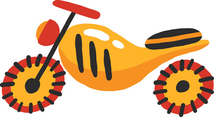 Moped. Cute doodle drawn illustration in cartoon style for kids. Side view