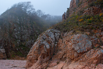 red rocks in yosemite. Beautiful view. Sea travel and vacation. Holidays by the sea.